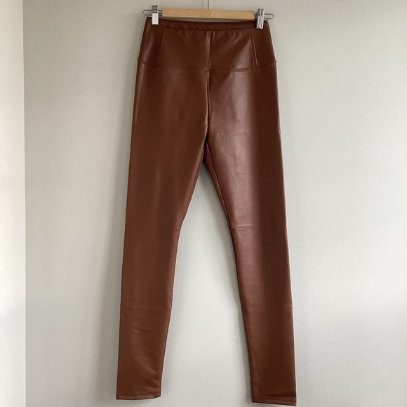 7 For All Mankind Vegan Leather Leggings, cognac brown - Picture 3 of 4